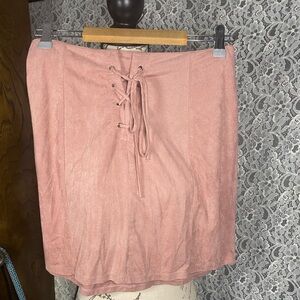 Charlotte Russe blush pink faux suede skirt